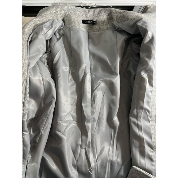 Lauren Ralph Lauren Womens Gray Herringbone Wool-Blend Coat W/ Button Closure & - Picture 8 of 12